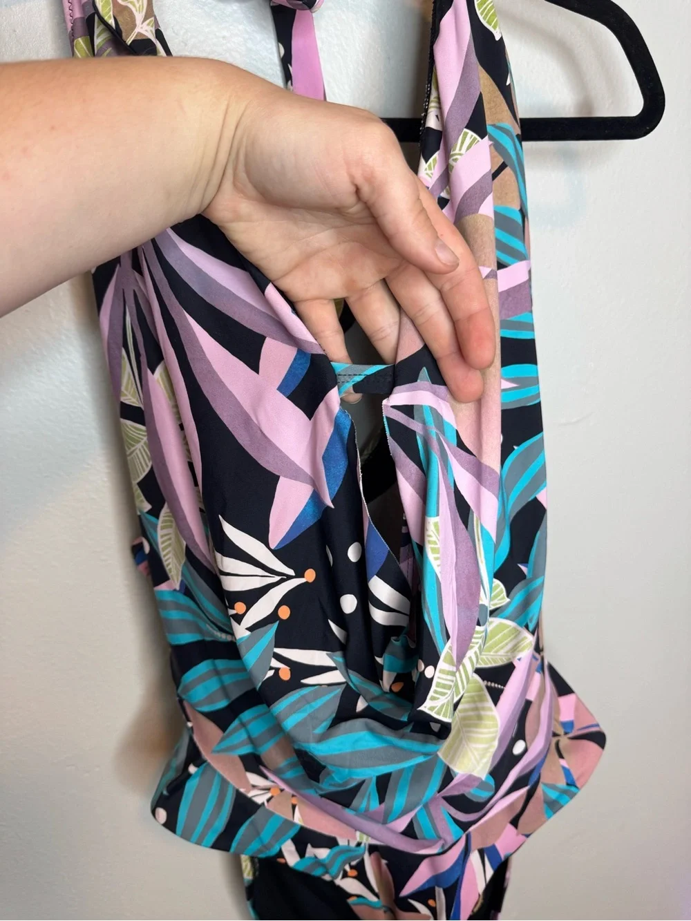 Bar Iii Hidden Jungle Printed Cowl-Neck One-Piece Swimsuit XL Open Back